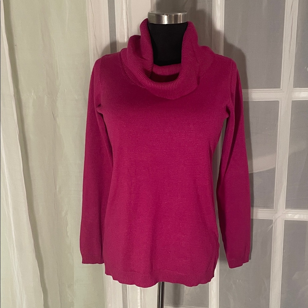 Dress Barn Women's Pink Cowl Neck Sweater S pit to pit 17”, shoulder to hem 23”